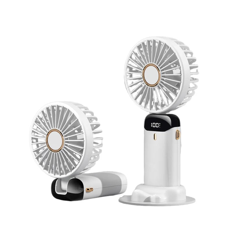 Portable USB Rechargeable Mini Fan with Digital Display