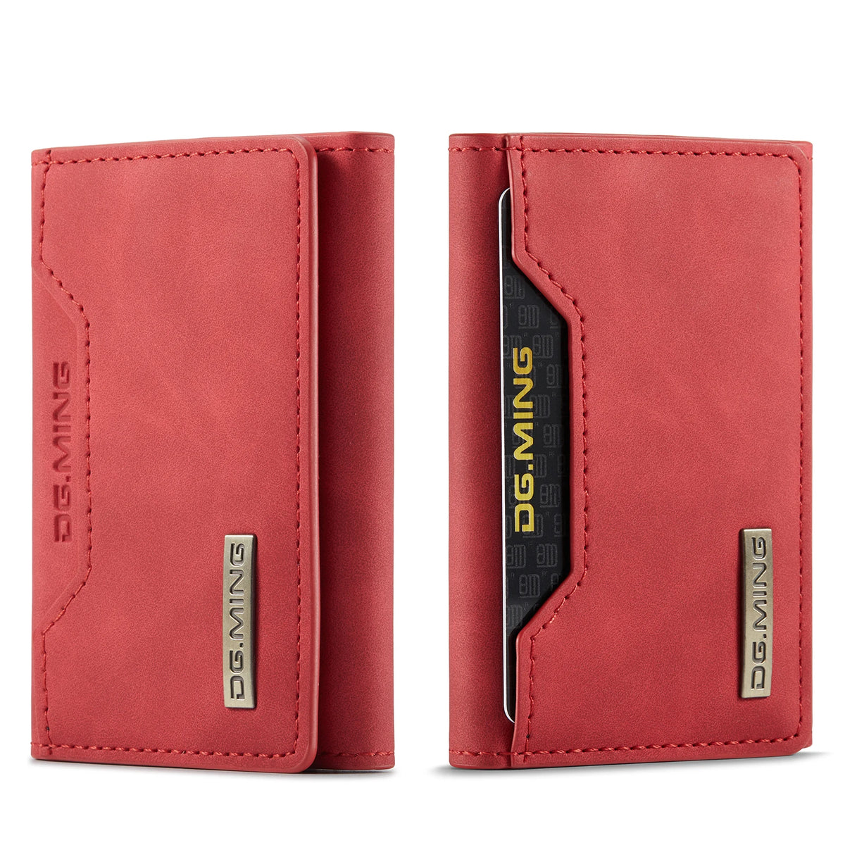 Vintage Leather Trifold Wallet with Magnetic Closure
