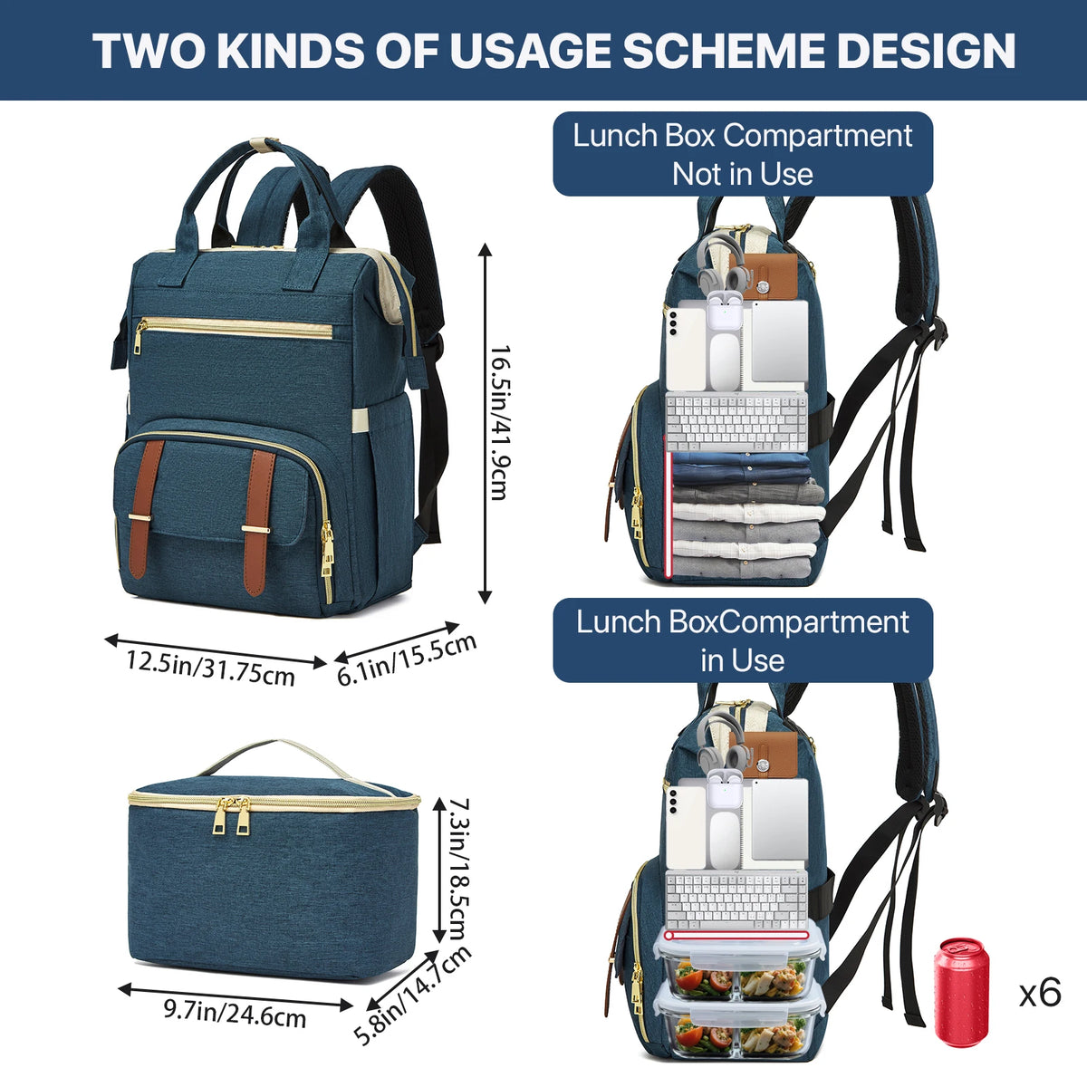 Insulated Lunch Cooler Backpack with Water-Resistant Design