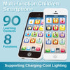 A multi-function children's smartphone displaying learning content and features.