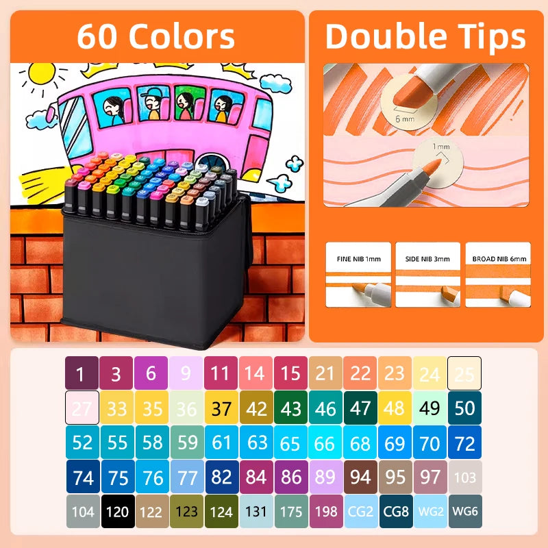 Dual-Tip Alcohol Markers for Art & Illustration