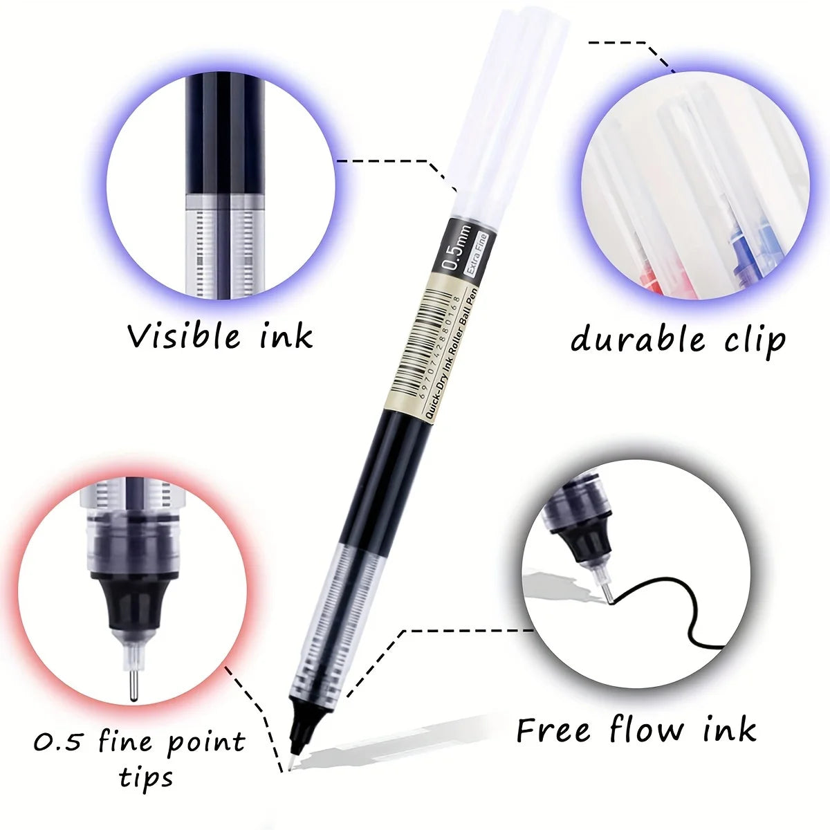 Quick-Dry Gel Pens – Smooth Writing 0.5mm (Set of 10)