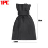 Black faucet insulation cover with a strap, measuring 20cm in height and 13cm in width.