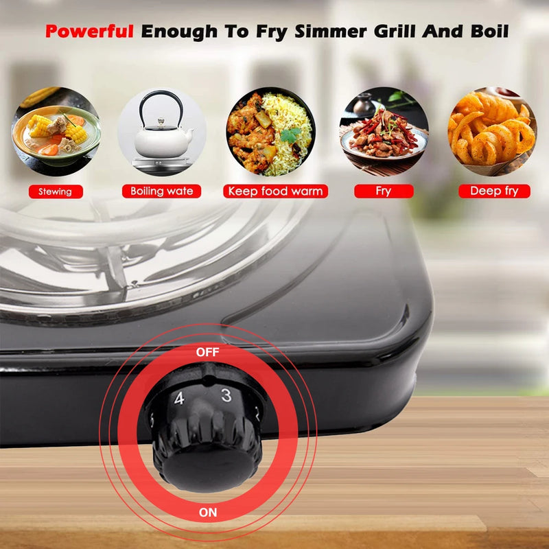 Portable Electric Hot Plate with Adjustable Temperature Control