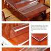 Two-sided glossy clear PVC table protector for wood surfaces, offering anti-fouling and heat insulation.