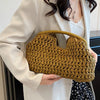 Handwoven Straw Tote Bag with Zipper