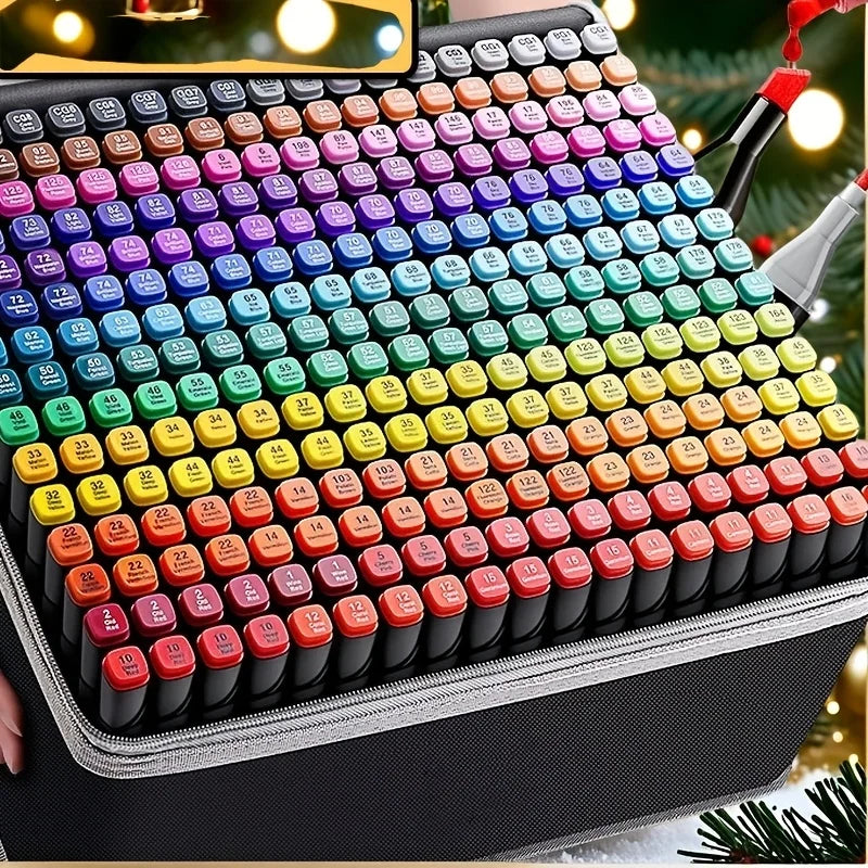 Dual-Tip Permanent Markers – 12 Color Art Set for Drawing & Crafting