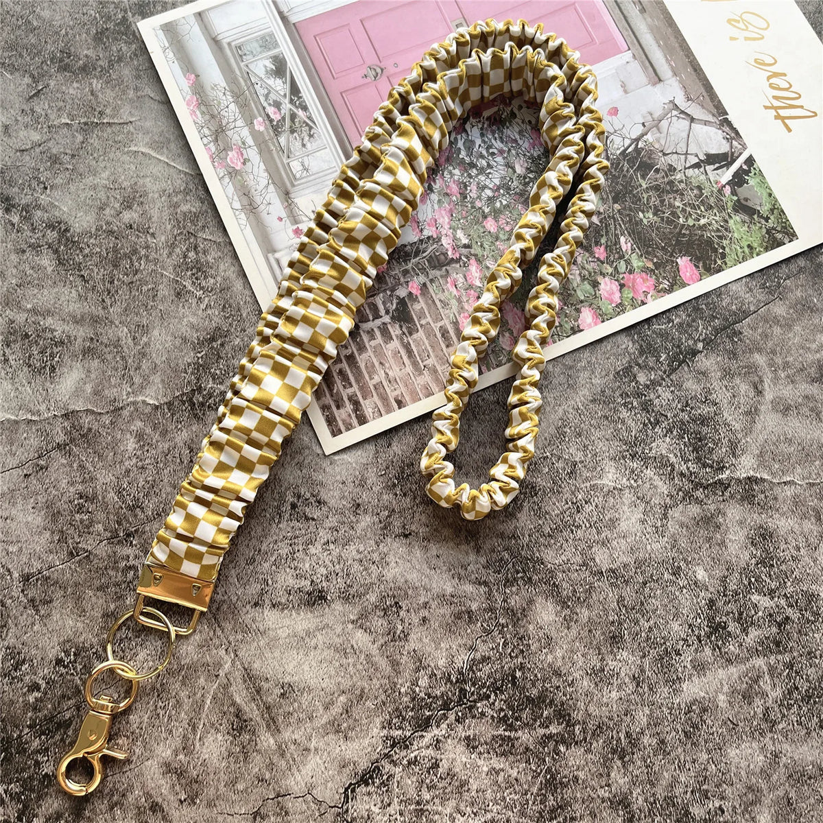 Elegant Gold Keychain Lanyard with Adjustable Neck Strap