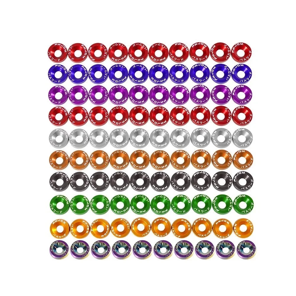 Aluminum Concave Fender Washer Screw Kit (10-Pack) for Automotive Use