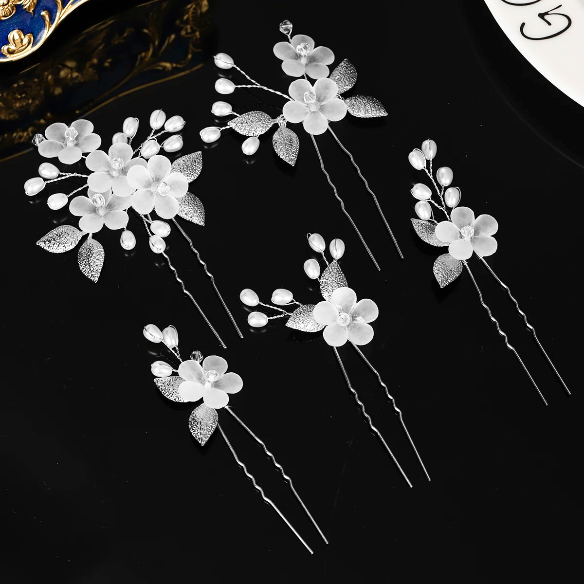 Elegant Floral Hair Stick — Pearl Flower Hairpin for Weddings & Parties
