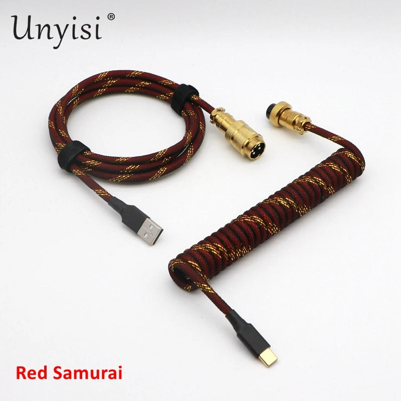 Handcrafted Coiled USB-A to Type-C Cable for Mechanical Keyboards
