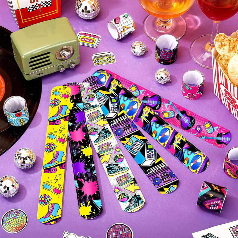 Retro 80s & 90s Slap Bracelets - 12 Pack