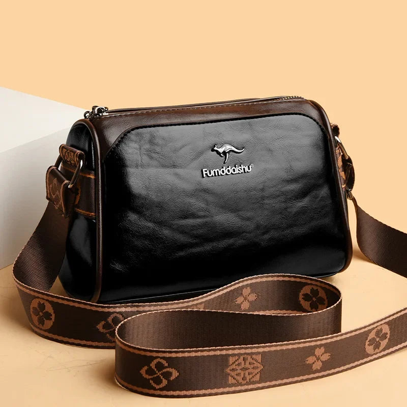 Vintage Barrel Crossbody Shoulder Bag with Sequined Letter Accent