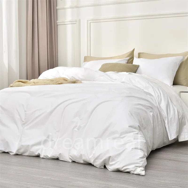 Washed Cotton 4-Piece Bedding Set with Duvet Cover