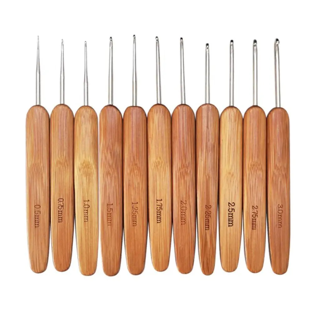 Bamboo Handle Crochet Hook Set with Ergonomic Grip