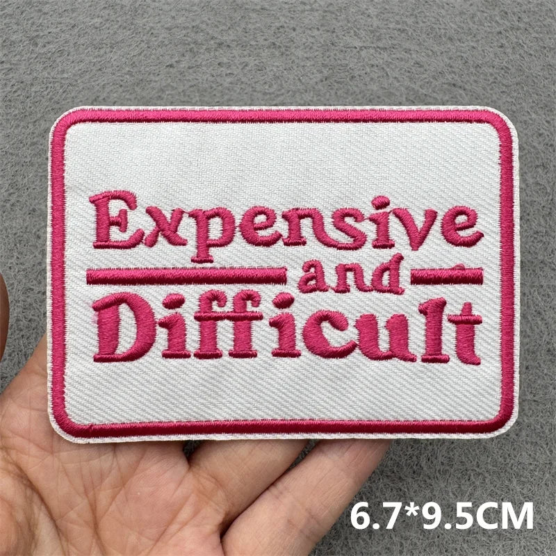 Pink Embroidered Iron-On Letter Patches for Clothing & Accessories