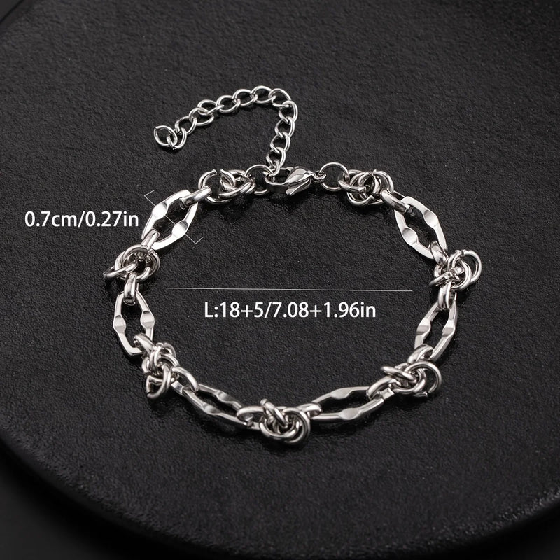 Pulsera de Cadena de Acero Titanio Unisex con Detalle de Nudo
