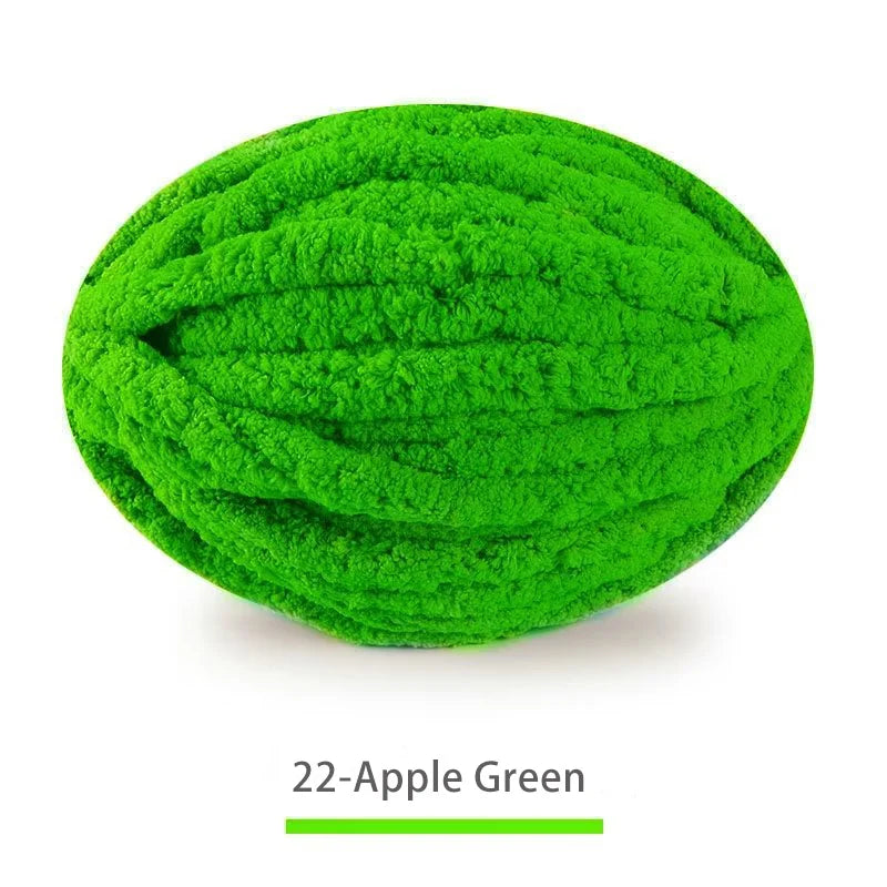 A ball of 22-Apple Green extra thick chenille yarn for hand knitting