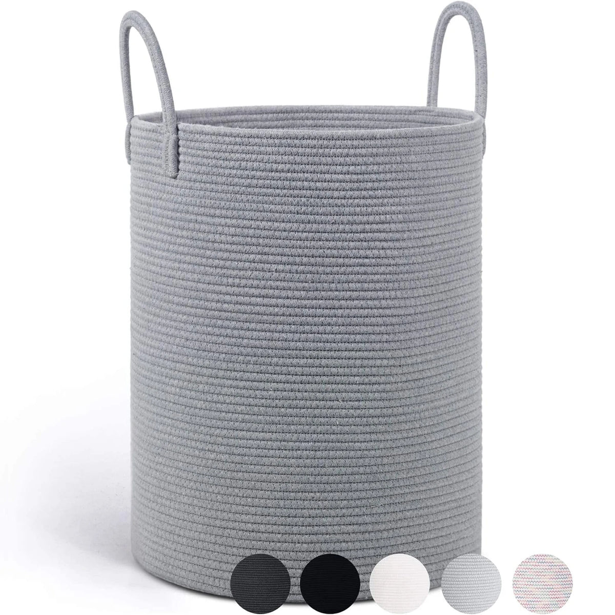 Woven Cotton Rope Storage Basket with Handles