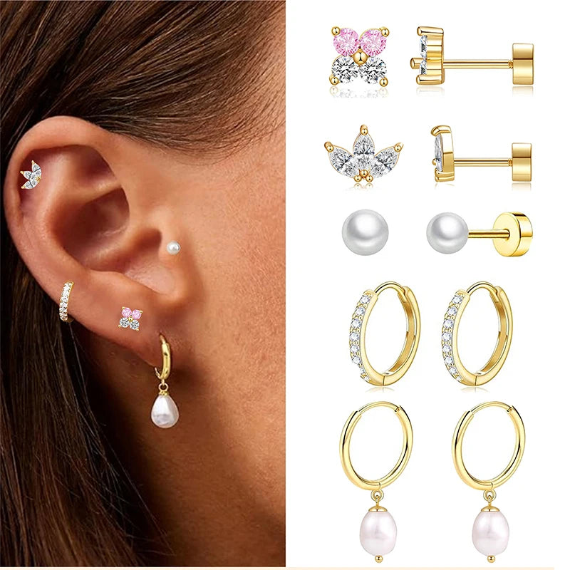 Moon-Shaped Stainless Steel Flatback Earrings