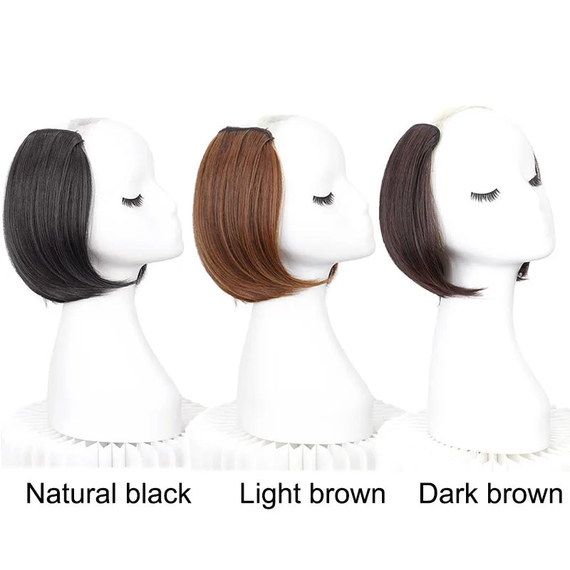 V-Part Synthetic Hairpiece with Invisible Clips