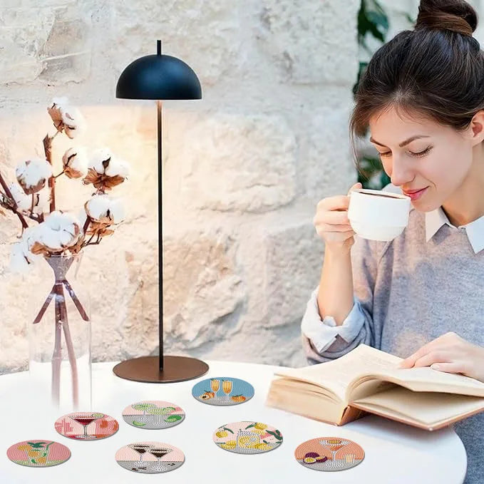 DIY Diamond Painting Wooden Coaster Set (8 Pieces)