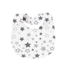 A pack of white baby bibs featuring cute star cartoon prints.