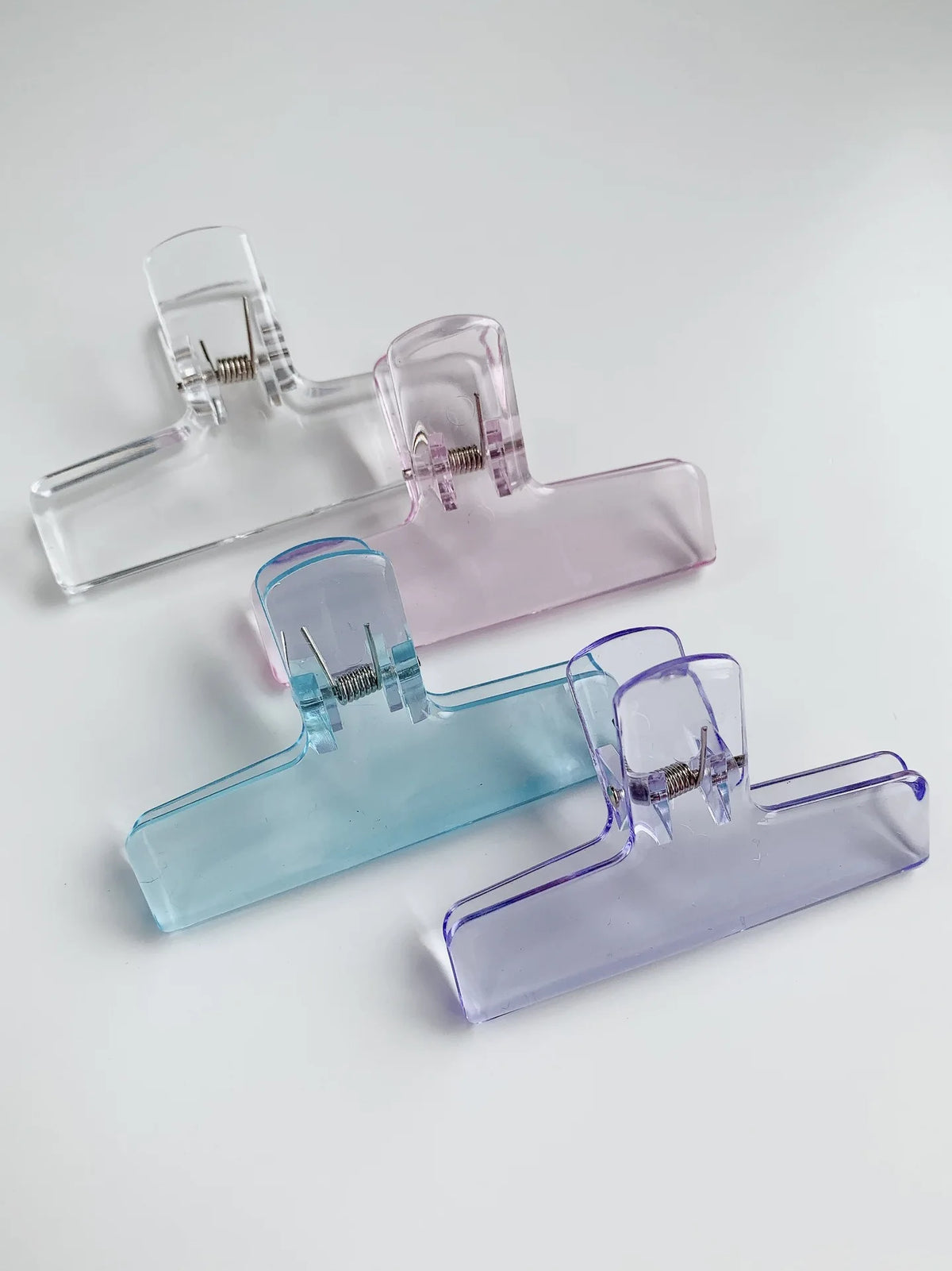Clear Acrylic Spring Clips - Minimalist Office & School Paper Clips