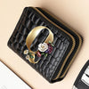 Alphabet Flower Double-Zip Card Wallet with Secure Clasp