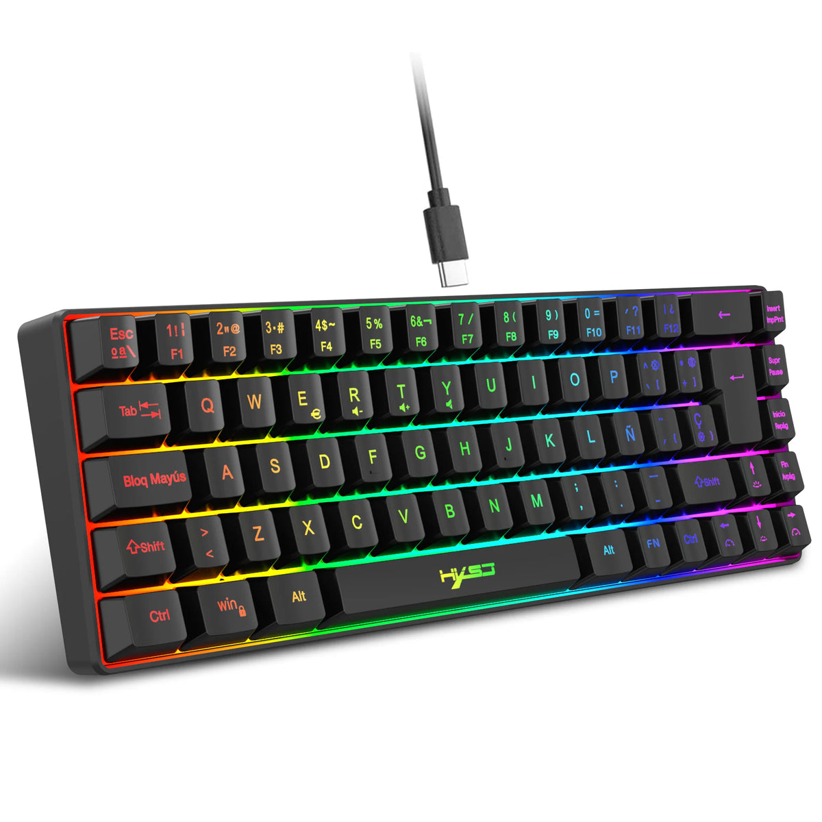 Compact 68-Key RGB Gaming Keyboard with USB Wired Connection