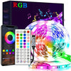An RGB LED strip light, a CD, and a smartphone displaying an interface for music synchronization.