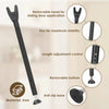 A black heavy-duty adjustable door security bar with removable head, bottom, and anti-slip base.