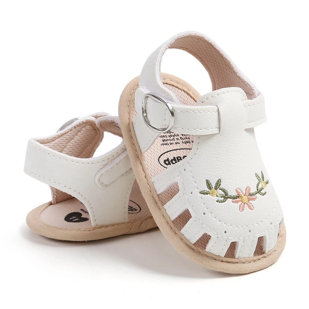 Embroidered Floral Baby Girl Sandals – Soft Sole, Lightweight & Breathable