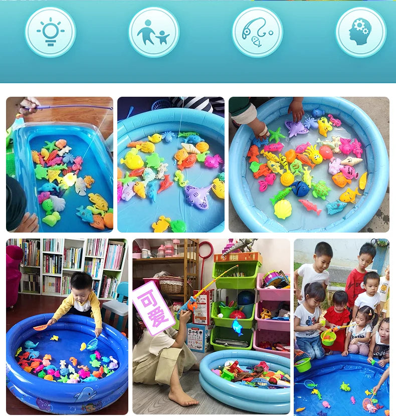 Magnetic Fishing Game Set with Inflatable Pool