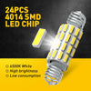 A close-up view of 24 pieces of 4014 SMD LED chips packaged in a bulb, highlighting its bright white light.