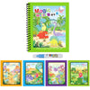 A green book titled Magic Water Book featuring colorful illustrations of sea creatures and jungle animals.