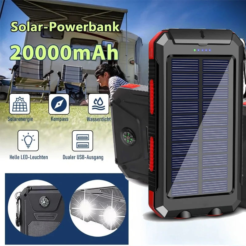 Banco de Energía Solar 20.000 mAh con Linterna