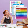 A set of multiplication practice flashcards and a whiteboard with an erasable pen, showing various multiplication facts.