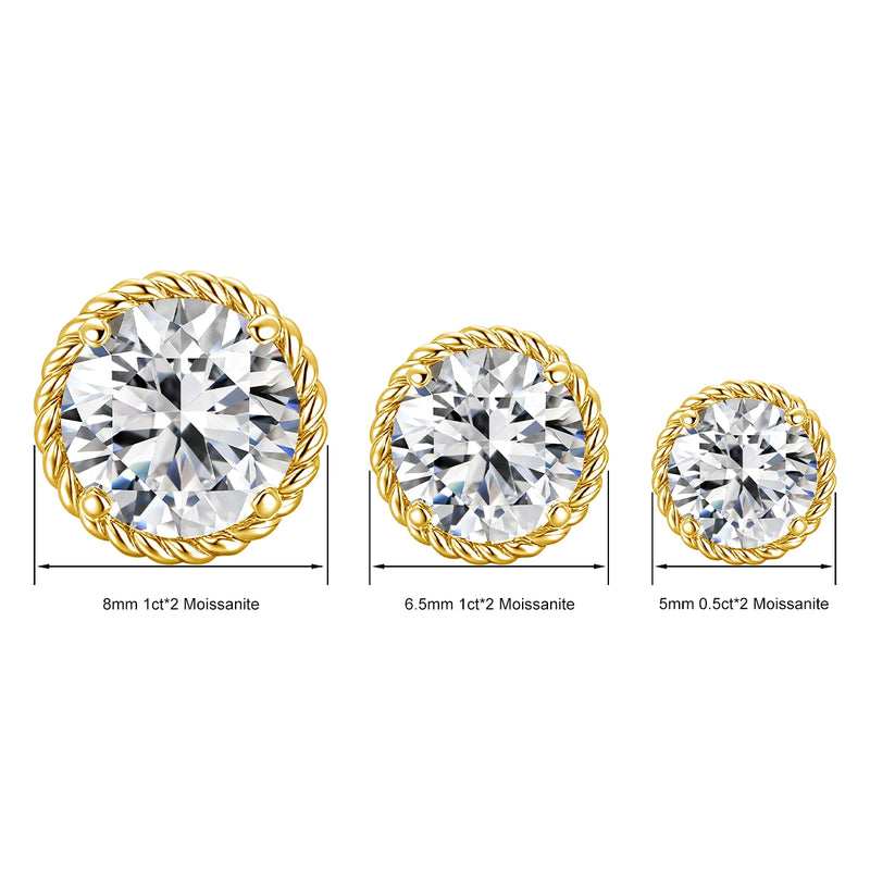 Pendientes de Moissanite con Baño de Oro de 14K