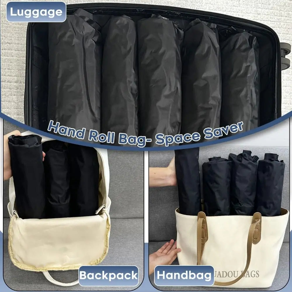 Reusable Hand Roll Vacuum Bags for Travel and Storage