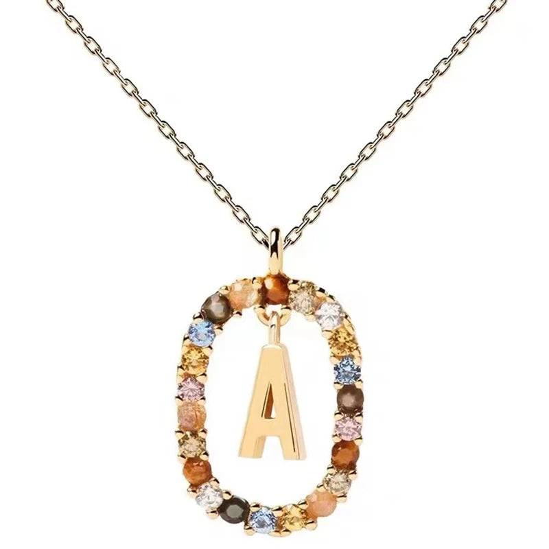 925 Sterling Silver Initial Letter Pendant Necklace