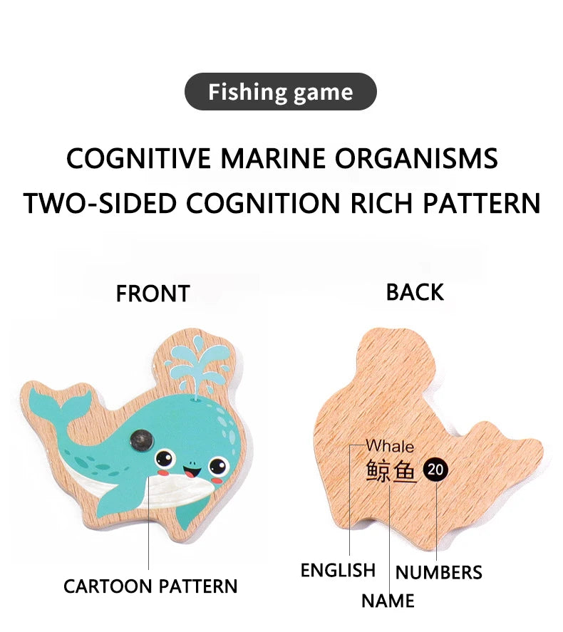 Montessori Wooden Magnetic Fishing Toy for Kids – Educational Marine Life Game