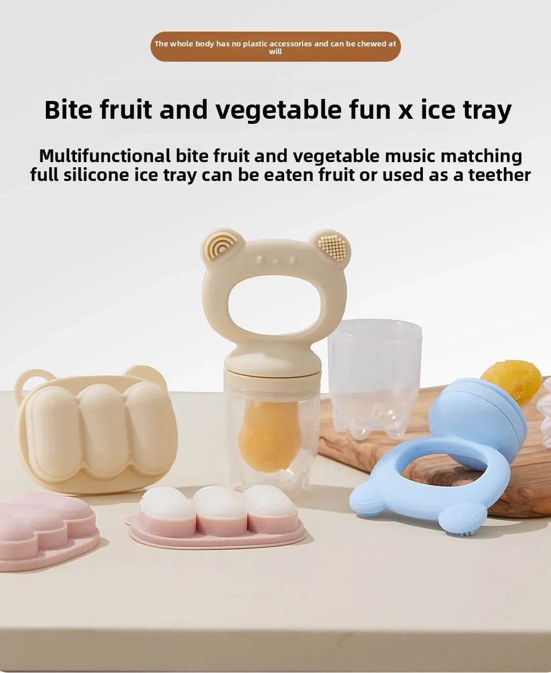 Silicone Baby Fruit Feeder with Freezer Tray Set