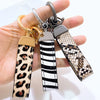 Zebra Print Leather Keychain with Animal Pattern