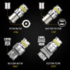 A collection of universal LED car bulbs including P21W BA15S, BAY15D P21/5W, W21/5W W21W, and P27/7W P27W bulbs.