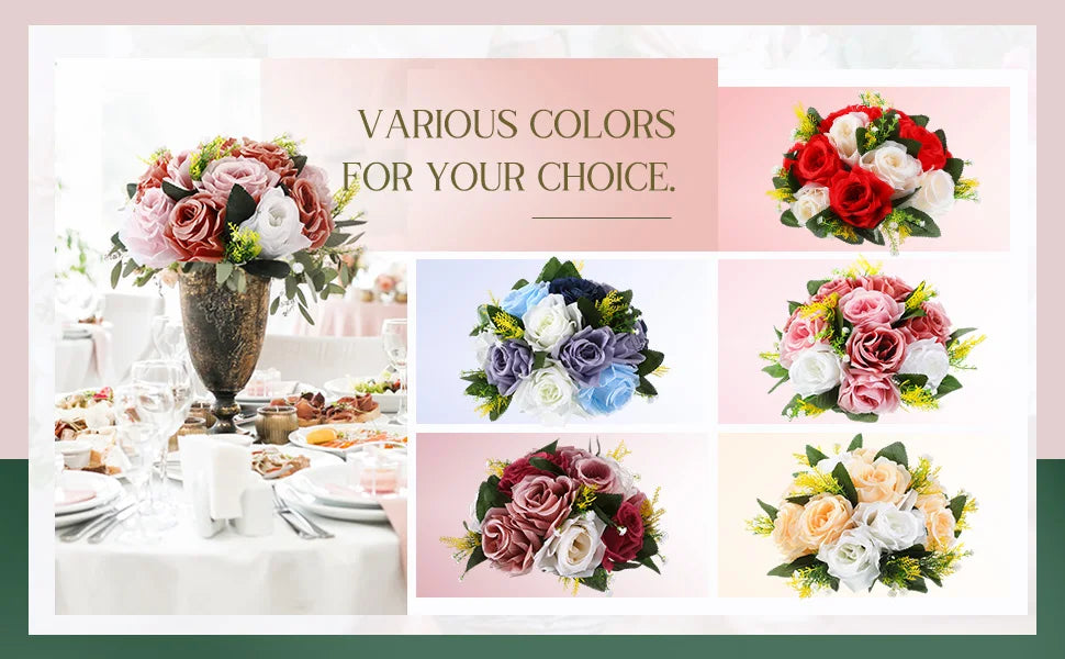 Set of 6 Silk Rose Flower Balls for Wedding & Event Decor