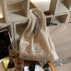 Handwoven Knit Shoulder Bag with Open-Weave Design