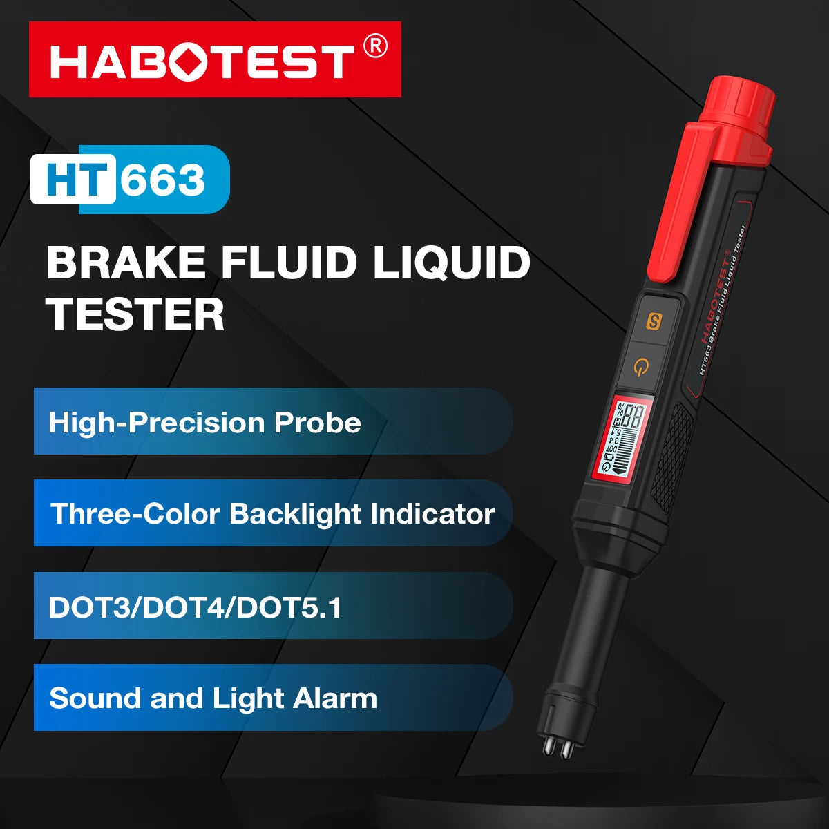Digital Brake Fluid Tester with Backlit Display