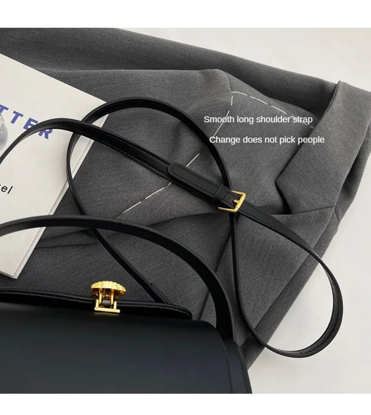 Classic Retro Crossbody Shoulder Bag with Textured Flap