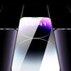 A close-up view of a smartphone displaying a clear screen protector with a purple gradient effect.